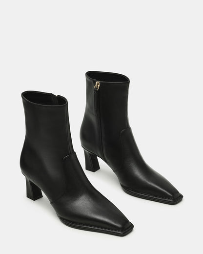 FARE Black Leather Square Toe Women's Ankle Boot | Steve Madden