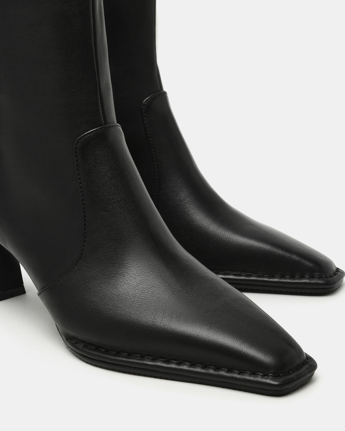 FARE Black Leather Square Toe Women's Ankle Boot | Steve Madden