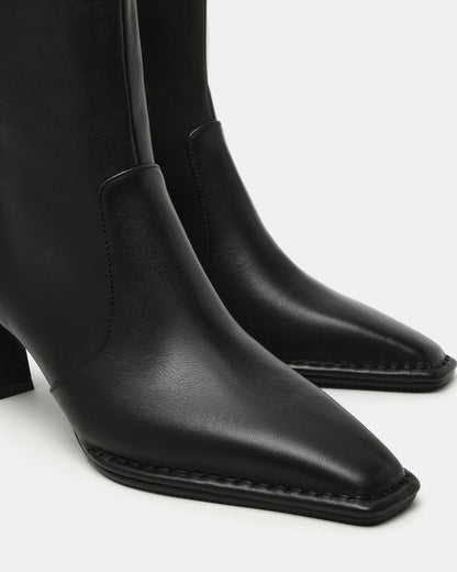 FARE Black Leather Square Toe Women's Ankle Boot | Steve Madden
