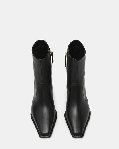 FARE Black Leather Square Toe Women's Ankle Boot | Steve Madden