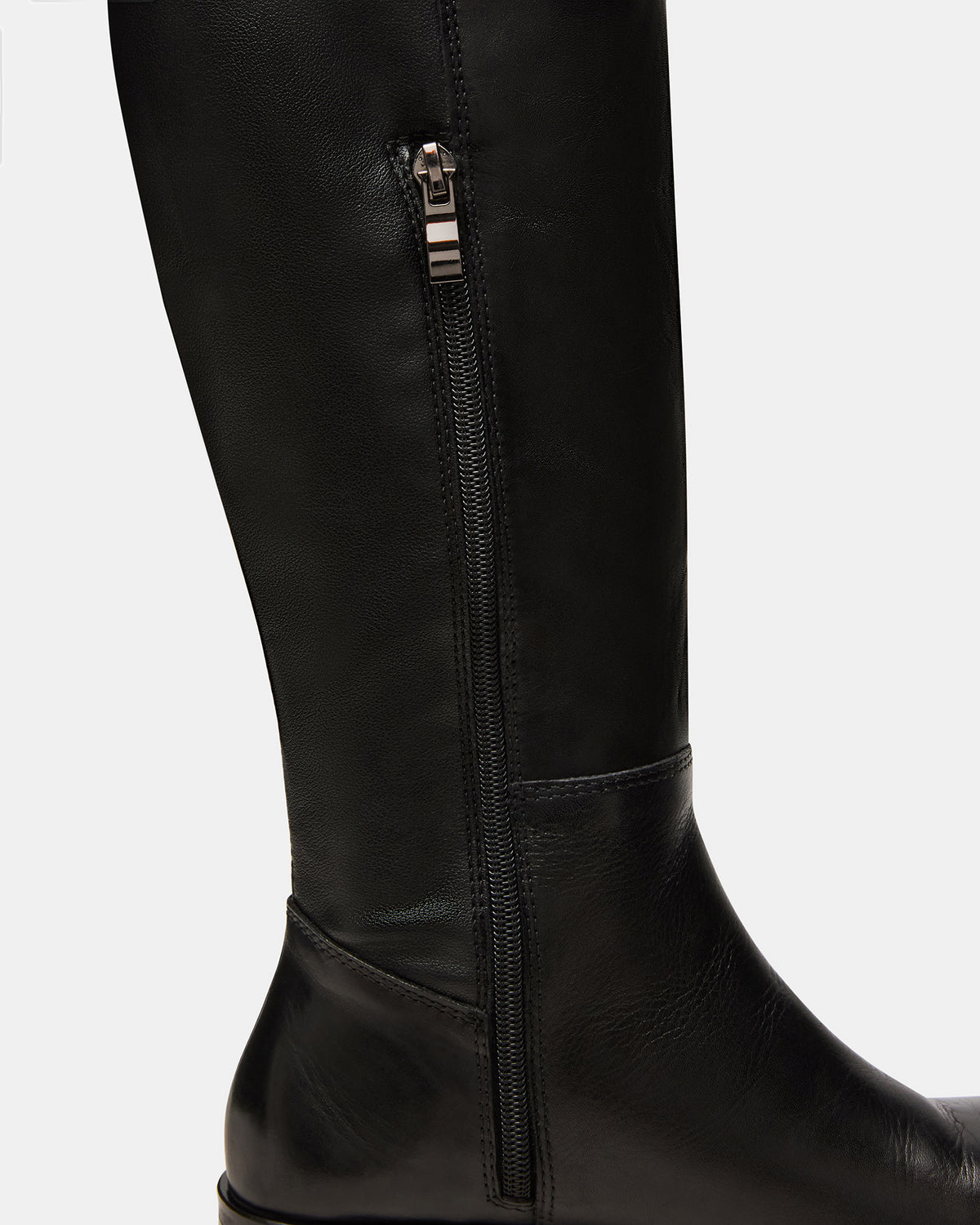 LANCASTER Black Leather Over-the-Knee Round Toe Women's Boots | Steve Madden