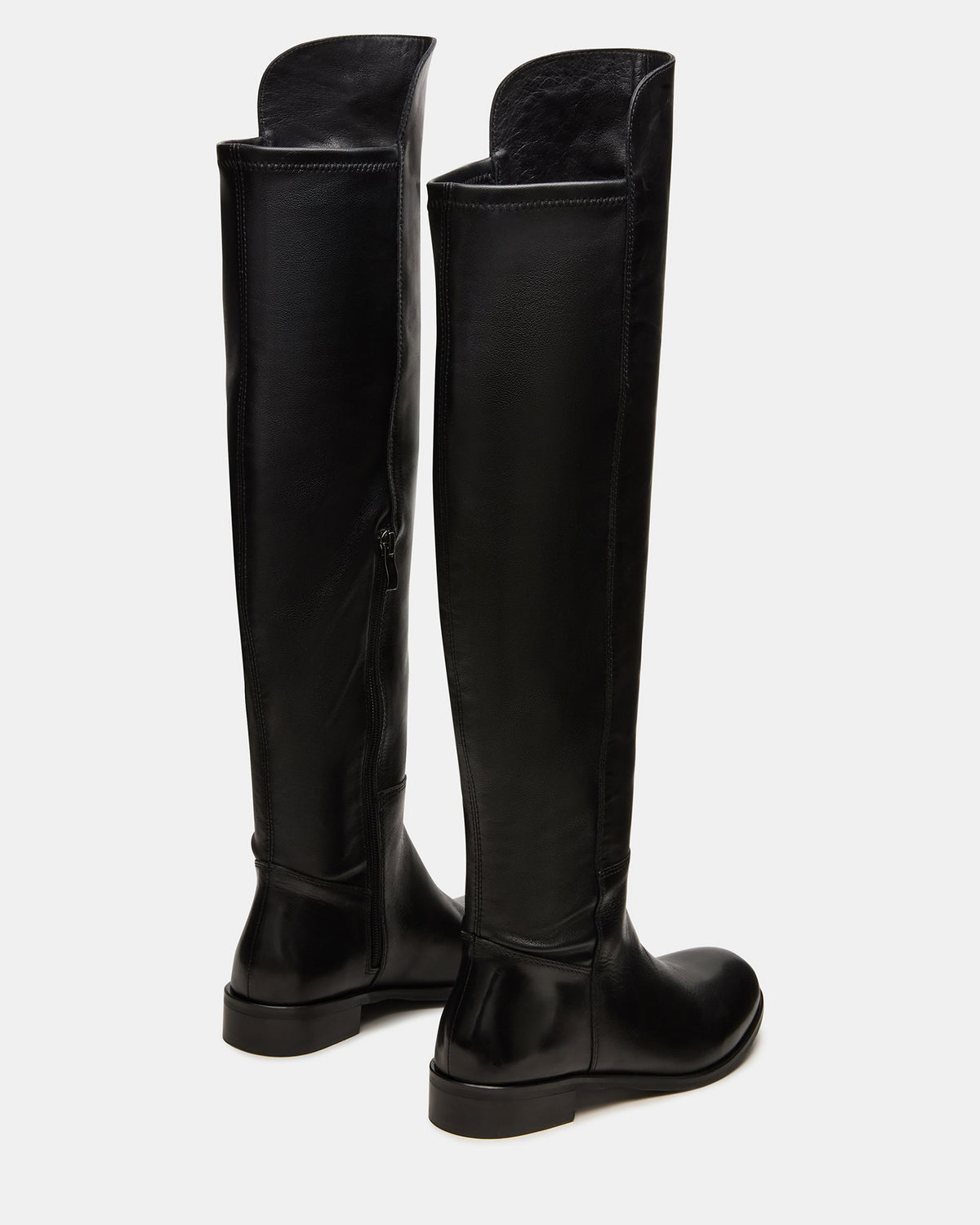 LANCASTER Black Leather Over-the-Knee Round Toe Women's Boots | Steve Madden
