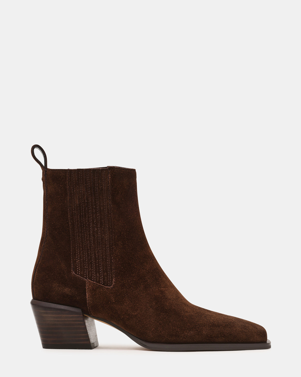 DARSEN Brown Suede Square-Toe Block Heel Women's Ankle Boot | Steve Madden