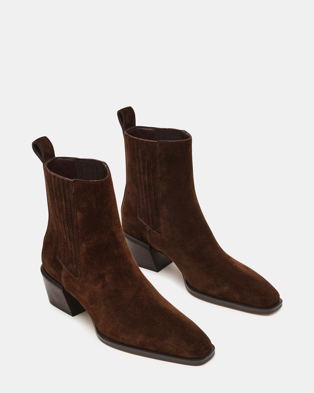DARSEN Brown Suede Square-Toe Block Heel Women's Ankle Boot | Steve Madden