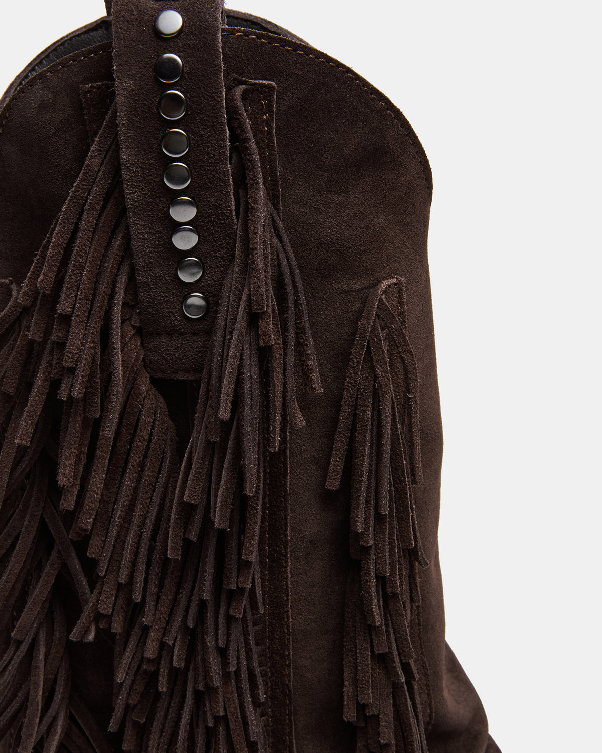 LANDMARK Brown Suede Cuffed Fringe Western Women's Ankle Boot | Steve Madden