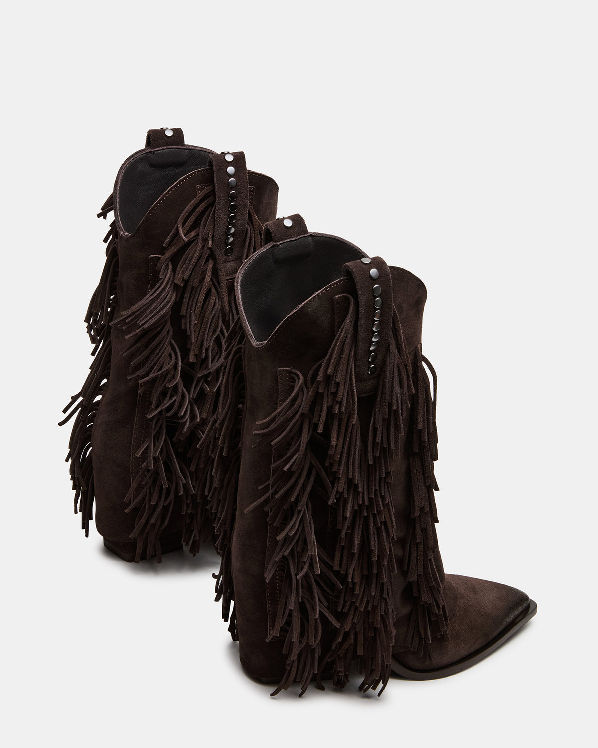 LANDMARK Brown Suede Cuffed Fringe Western Women's Ankle Boot | Steve Madden