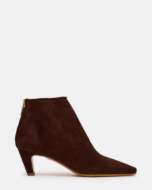 JUNO Brown Suede Square-Toe Women's Ankle Boot | Steve Madden