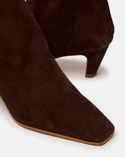 JUNO Brown Suede Square-Toe Women's Ankle Boot | Steve Madden
