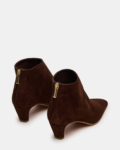 JUNO Brown Suede Square-Toe Women's Ankle Boot | Steve Madden