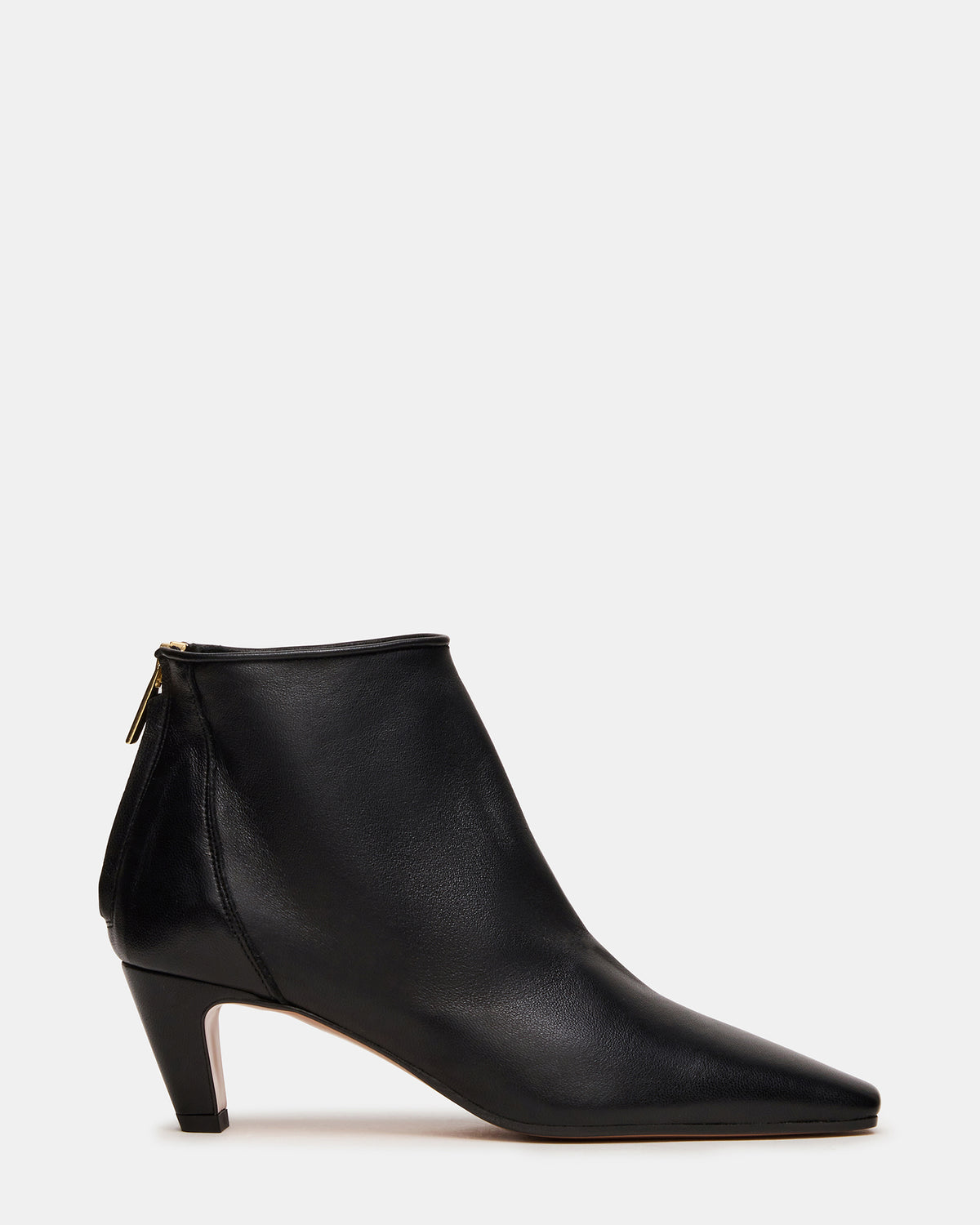 JUNO Black Leather Square-Toe Women's Ankle Boot | Steve Madden