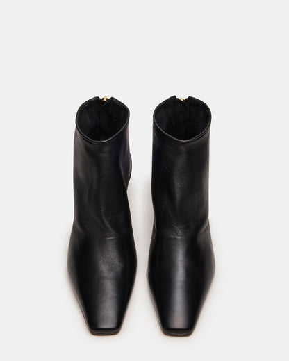 JUNO Black Leather Square-Toe Women's Ankle Boot | Steve Madden