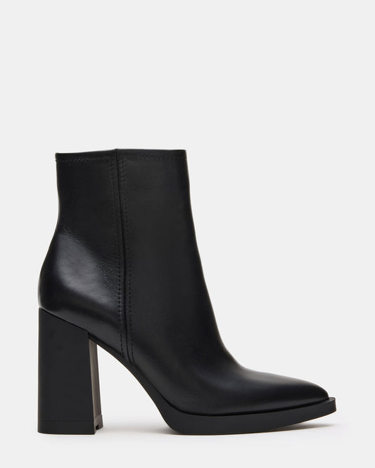HARDEN Black Leather Women's Pointed-Toe Ankle Boot | Steve Madden