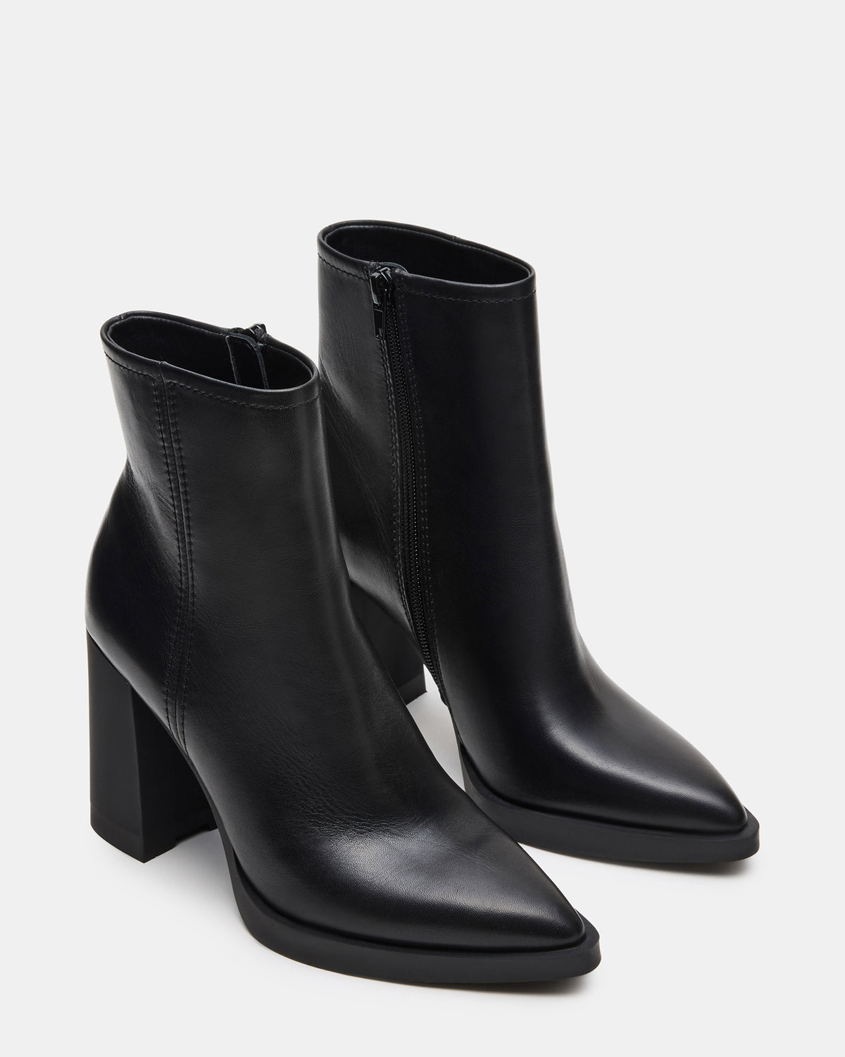 HARDEN Black Leather Women's Pointed-Toe Ankle Boot | Steve Madden