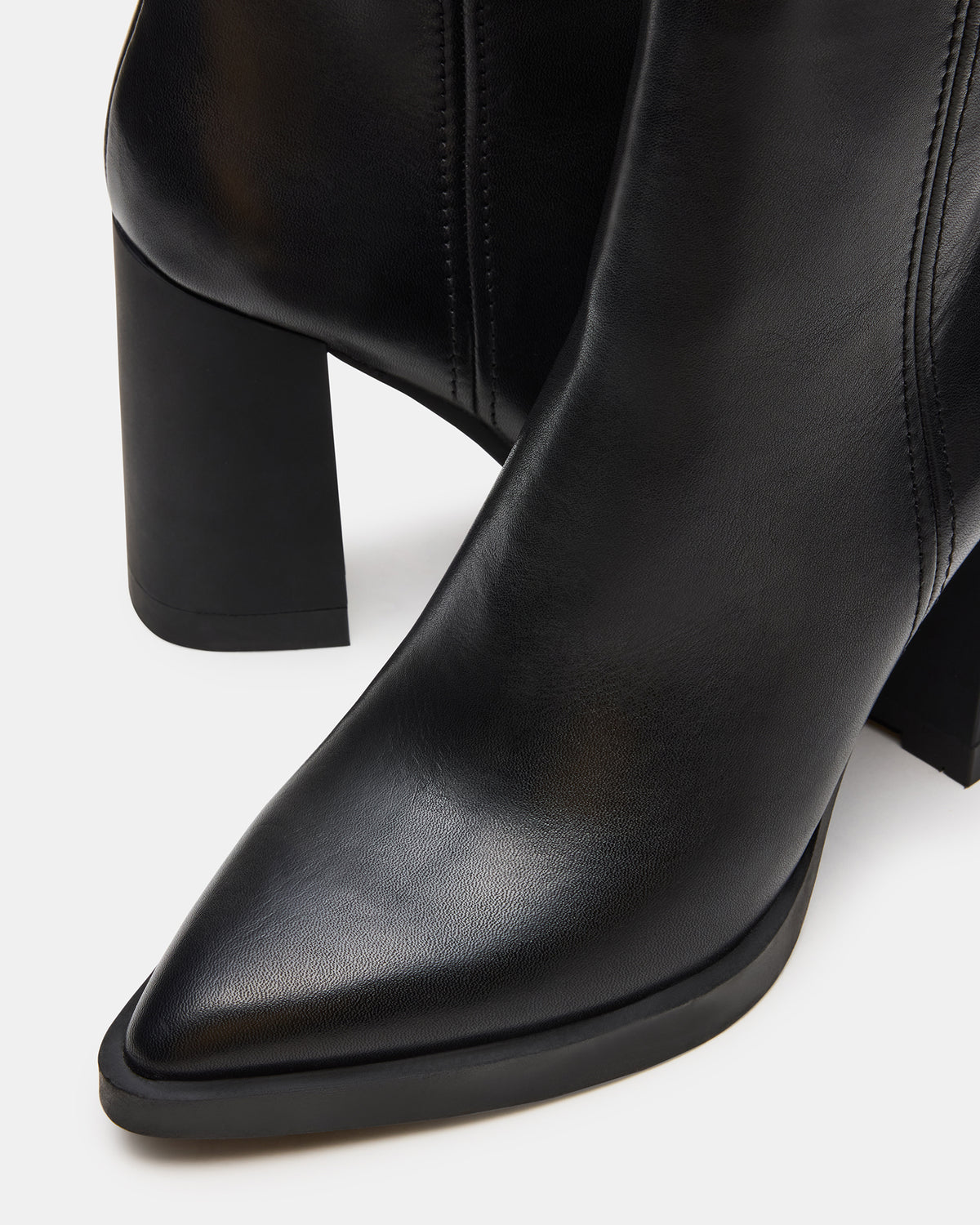 HARDEN Black Leather Women's Pointed-Toe Ankle Boot | Steve Madden