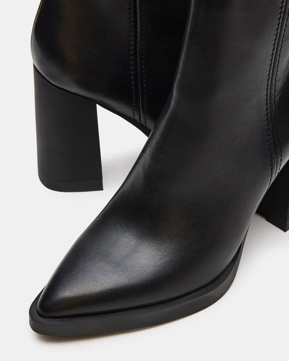 HARDEN Black Leather Women's Pointed-Toe Ankle Boot | Steve Madden
