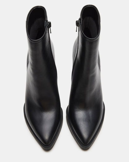 HARDEN Black Leather Women's Pointed-Toe Ankle Boot | Steve Madden