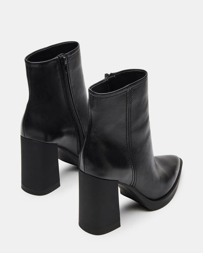 HARDEN Black Leather Women's Pointed-Toe Ankle Boot | Steve Madden