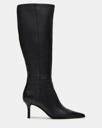 LINGO Black Leather Pointed-Toe Knee-High Women's Boot | Steve Madden