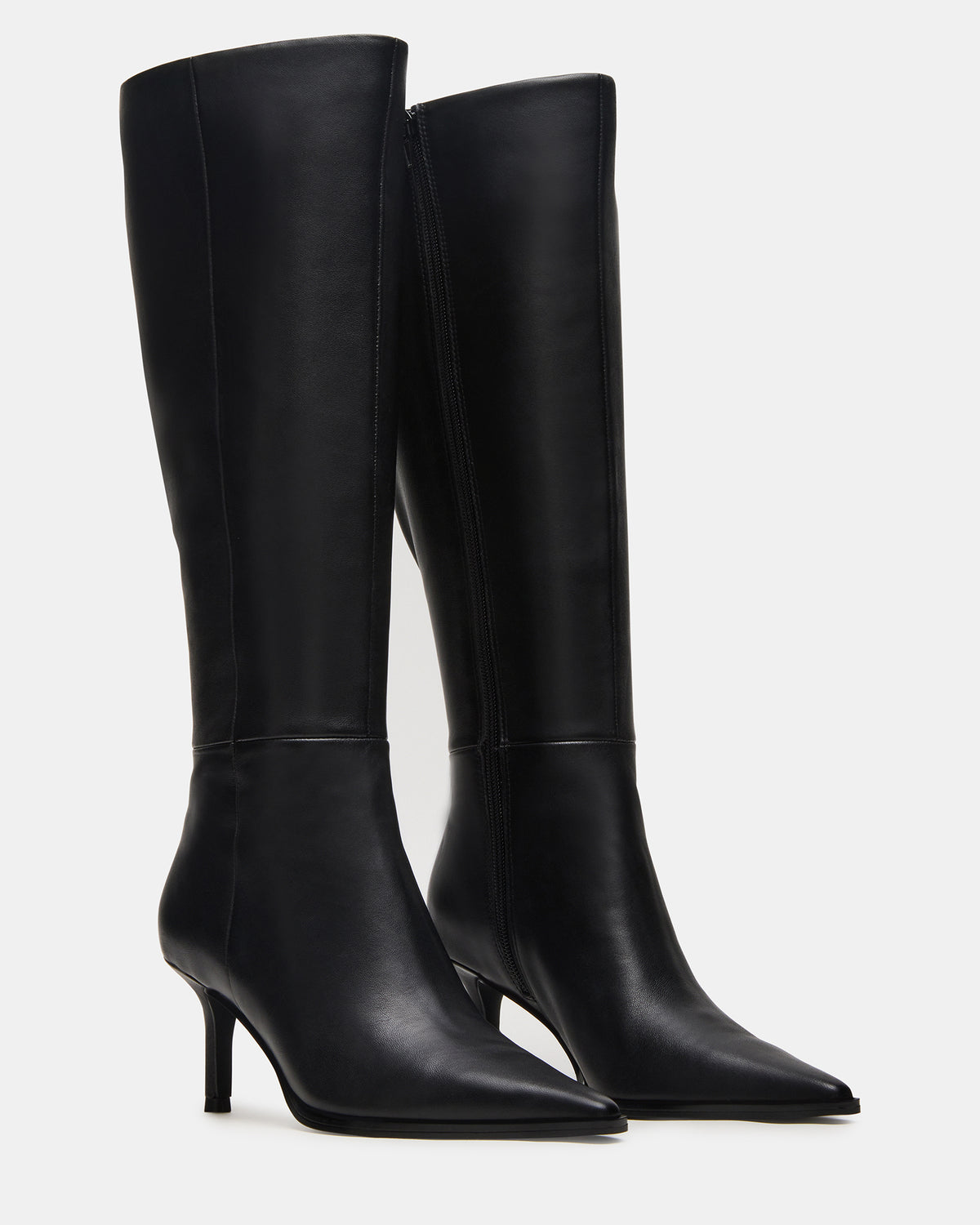 LINGO Black Leather Pointed-Toe Knee-High Women's Boot | Steve Madden