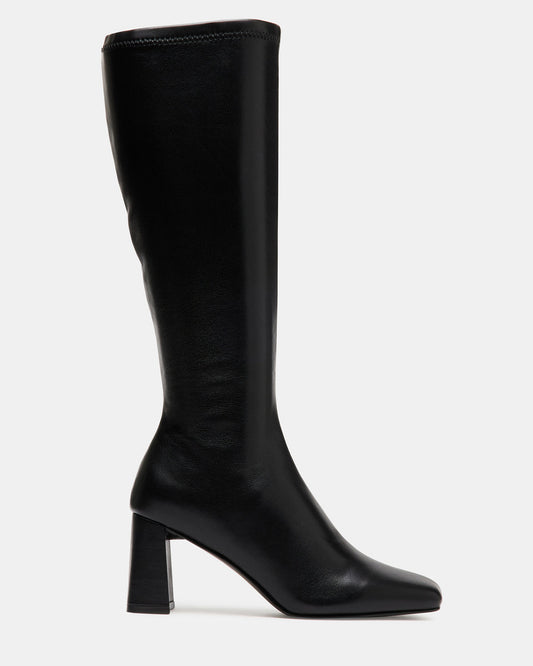 HOLLY Black Women's Knee-High Square-Toe Boot | Steve Madden