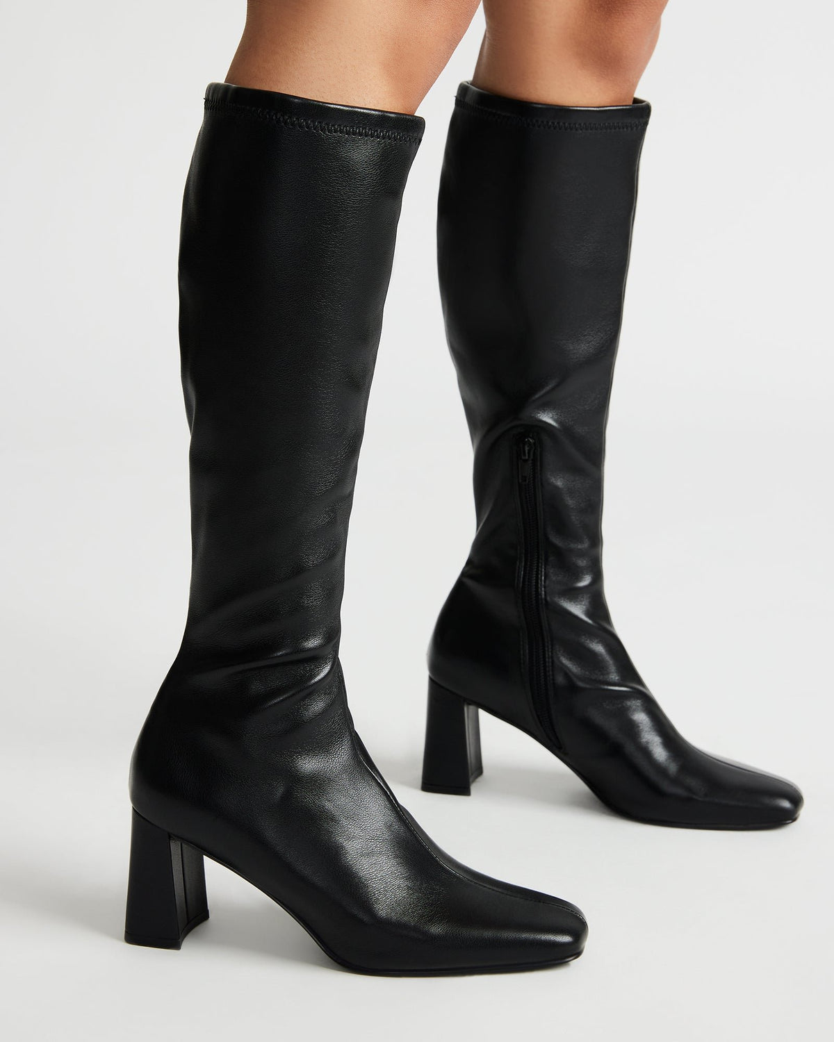 HOLLY Black Women's Knee-High Square-Toe Boot | Steve Madden