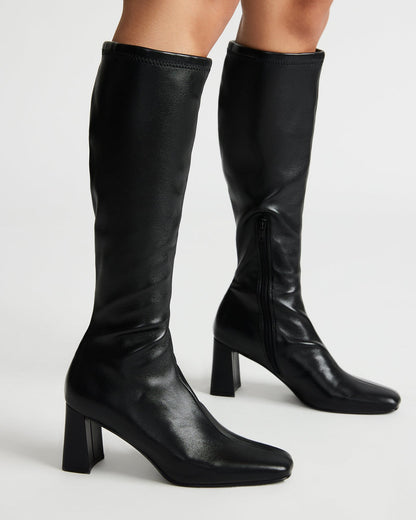 HOLLY Black Women's Knee-High Square-Toe Boot | Steve Madden