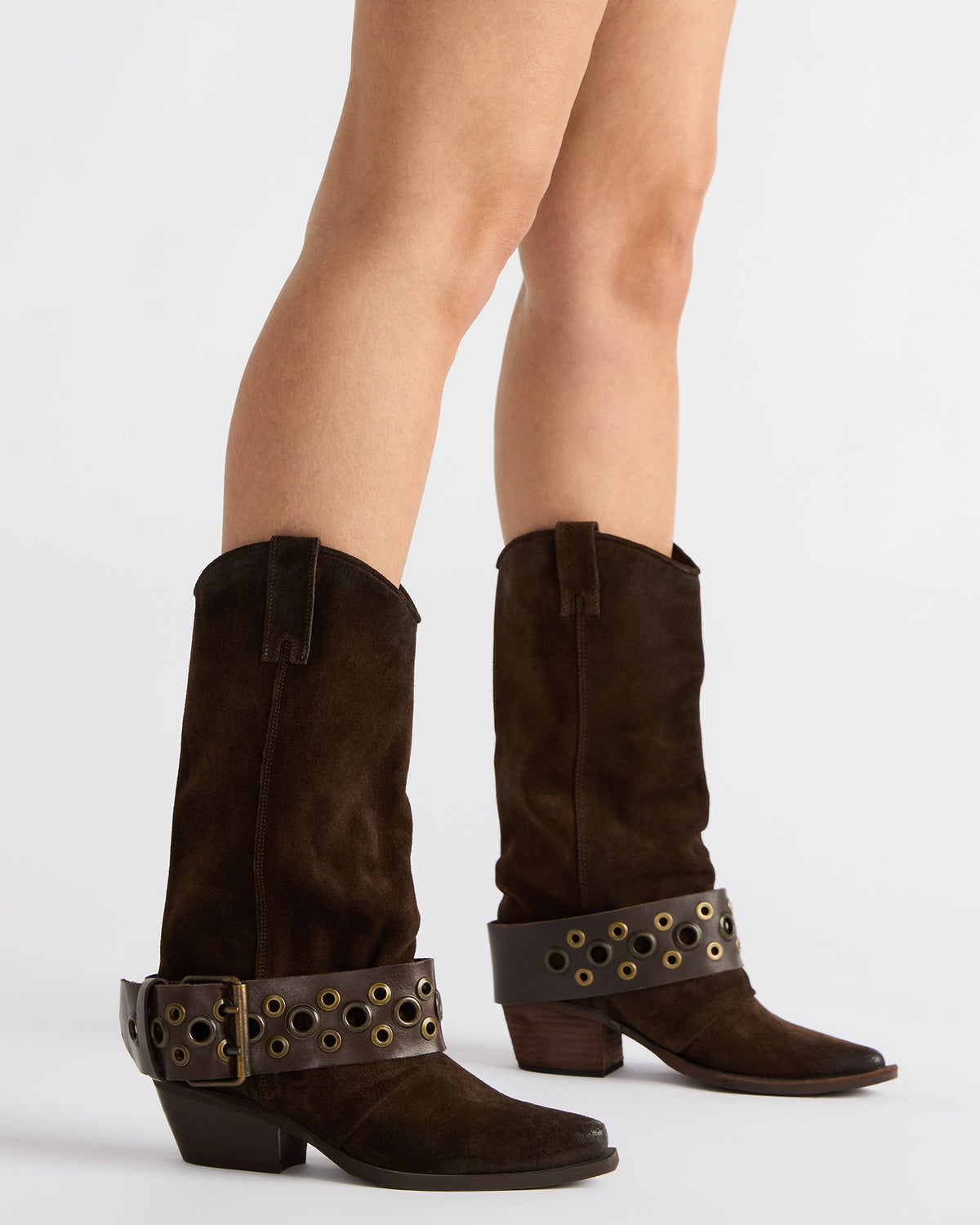 ASHWOOD Brown Suede Pointed-Toe Western Women's Boot | Steve Madden