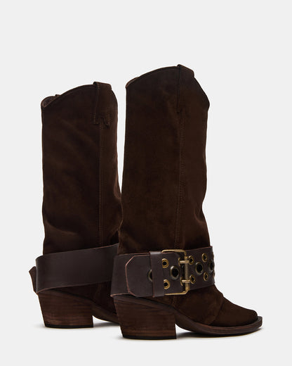 ASHWOOD Brown Suede Pointed-Toe Western Women's Boot | Steve Madden