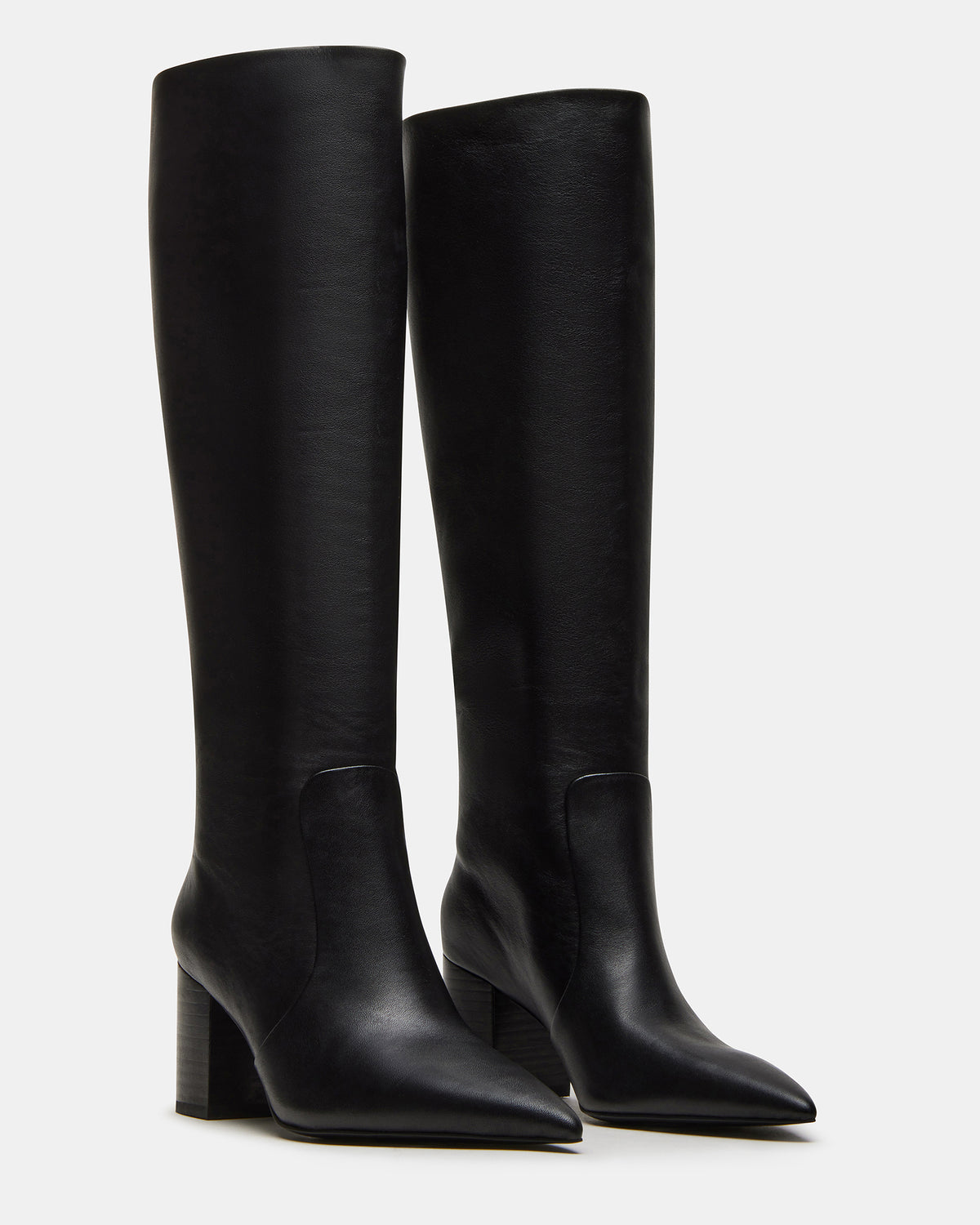 SKYLINE Black Leather Knee-High Pointed Toe Women's Boot | Steve Madden