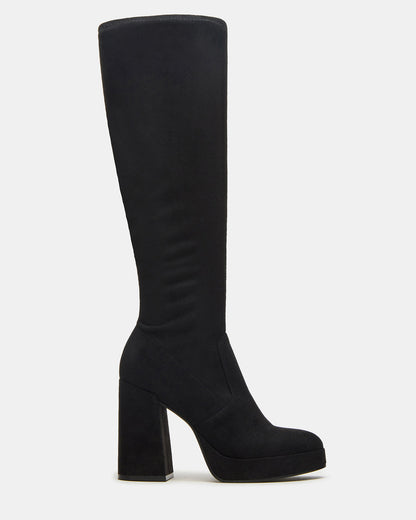 TWAIN Black Knee-High Block Heel Women's Boot | Steve Madden