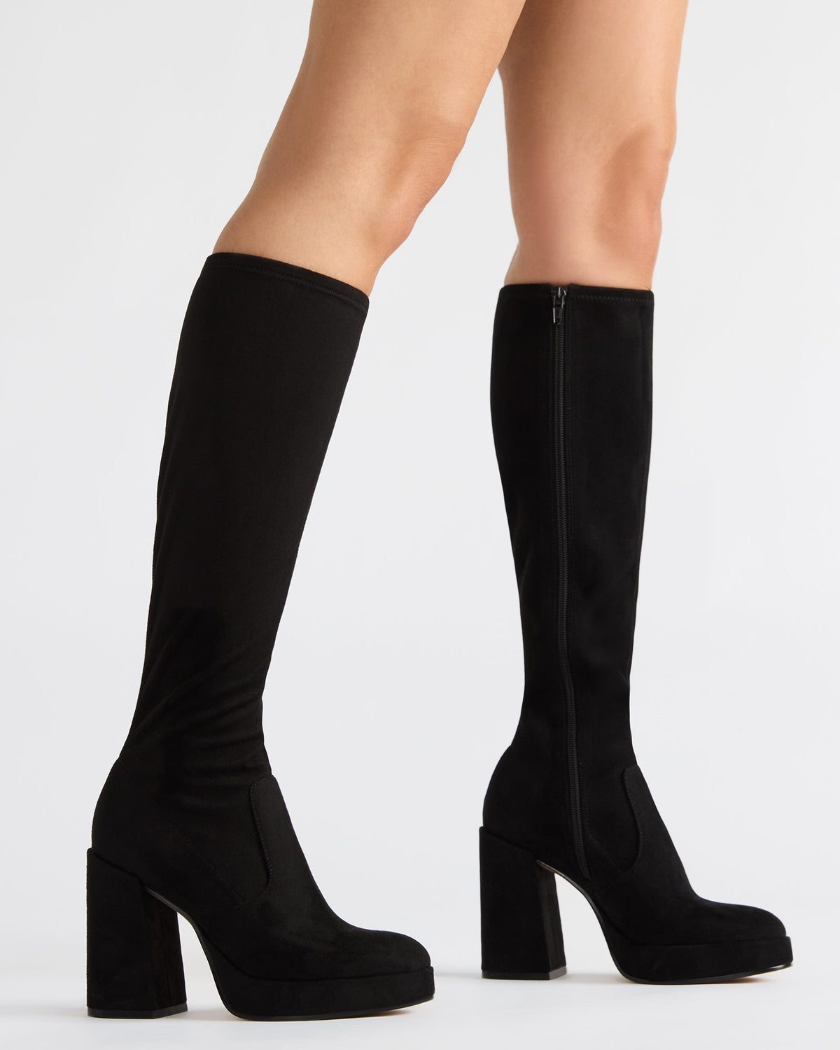 TWAIN Black Knee-High Block Heel Women's Boot | Steve Madden
