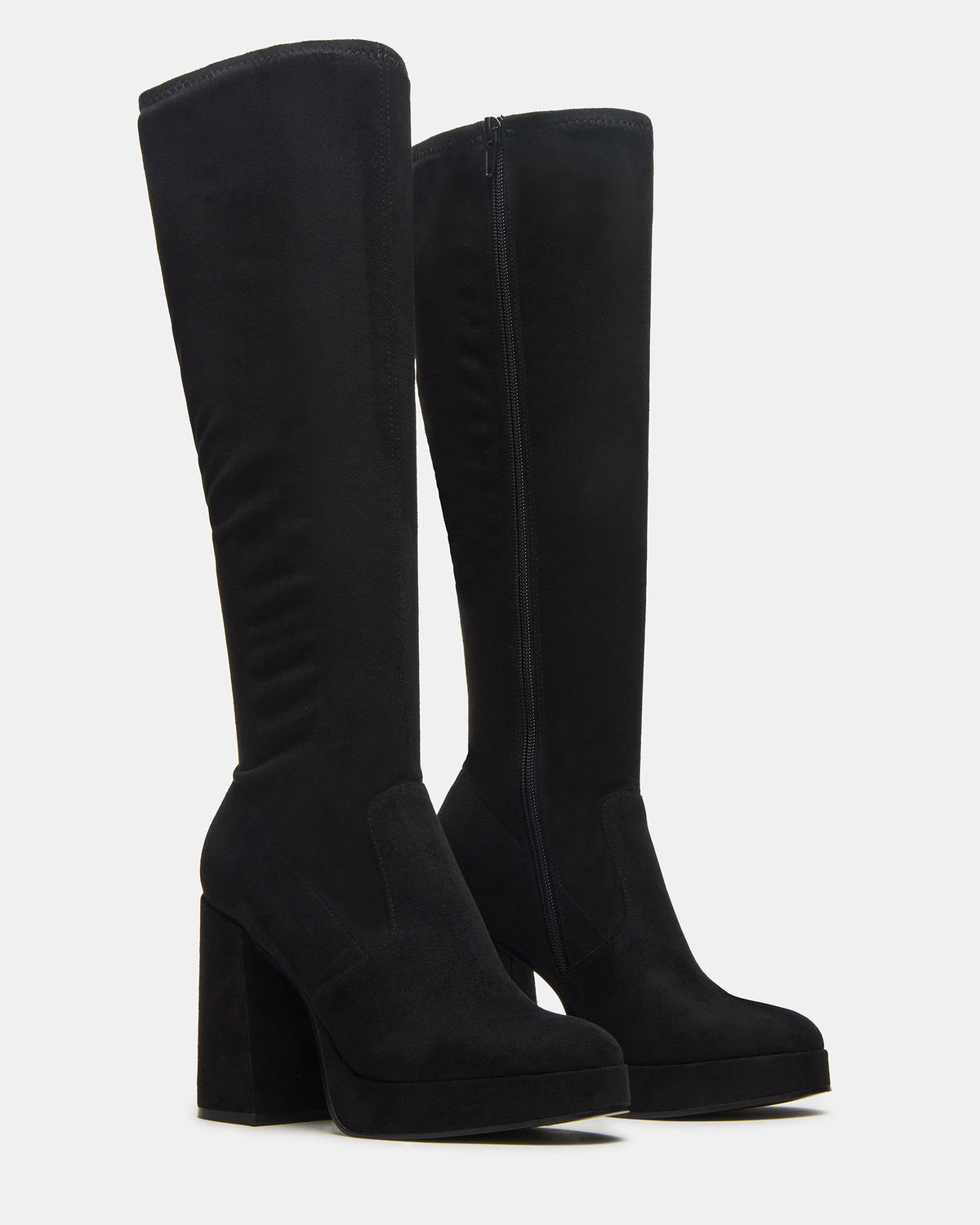 TWAIN Black Knee-High Block Heel Women's Boot | Steve Madden