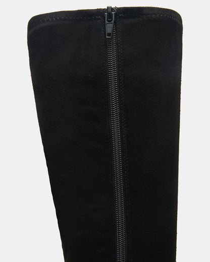 TWAIN Black Knee-High Block Heel Women's Boot | Steve Madden