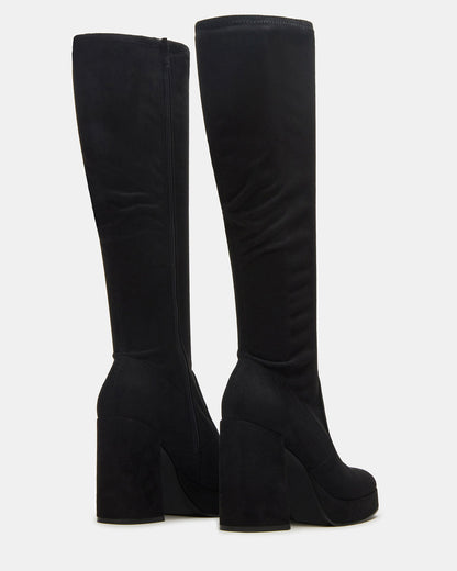 TWAIN Black Knee-High Block Heel Women's Boot | Steve Madden