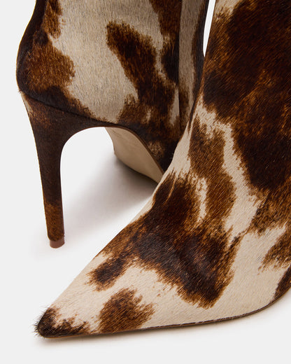 NITRO Brown Cow Print Wide Calf Pointed-Toe Stiletto Heel Knee-High Women's Boots | Steve Madden