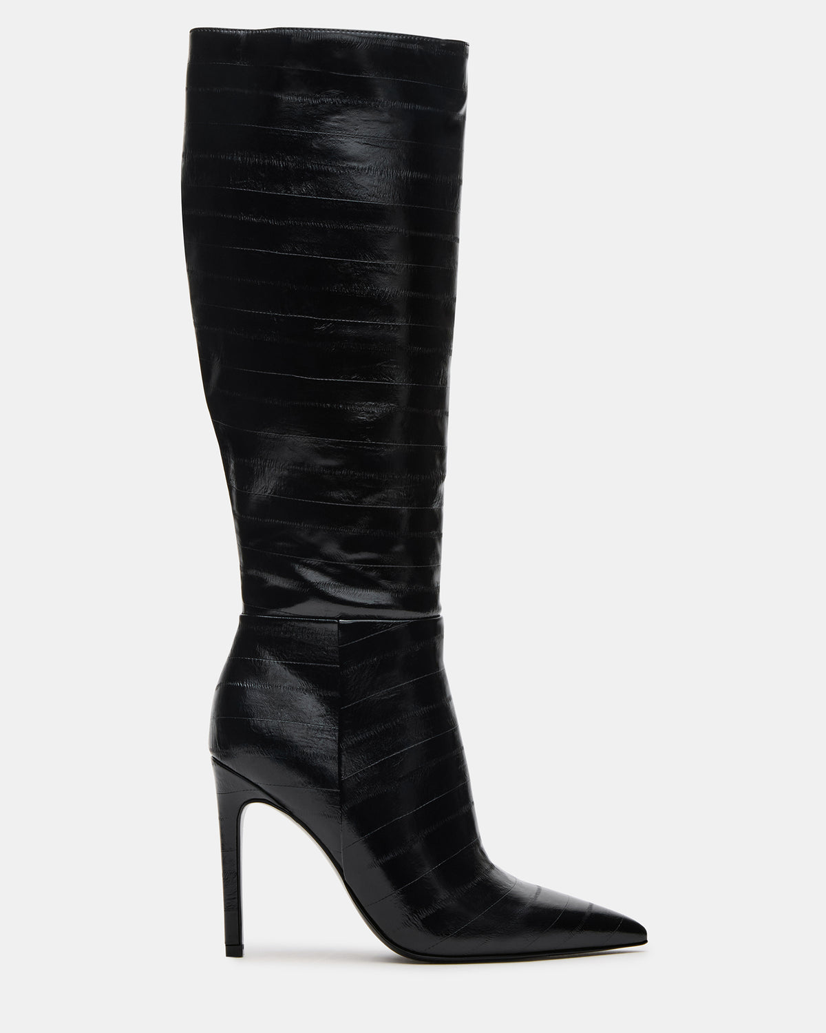 NITRO Black Eel Pointed-Toe Stiletto Heel Knee-High Women's Boots | Steve Madden