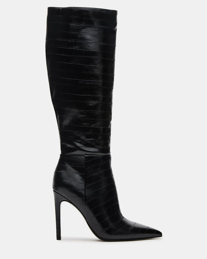 NITRO Black Eel Pointed-Toe Stiletto Heel Knee-High Women's Boots | Steve Madden