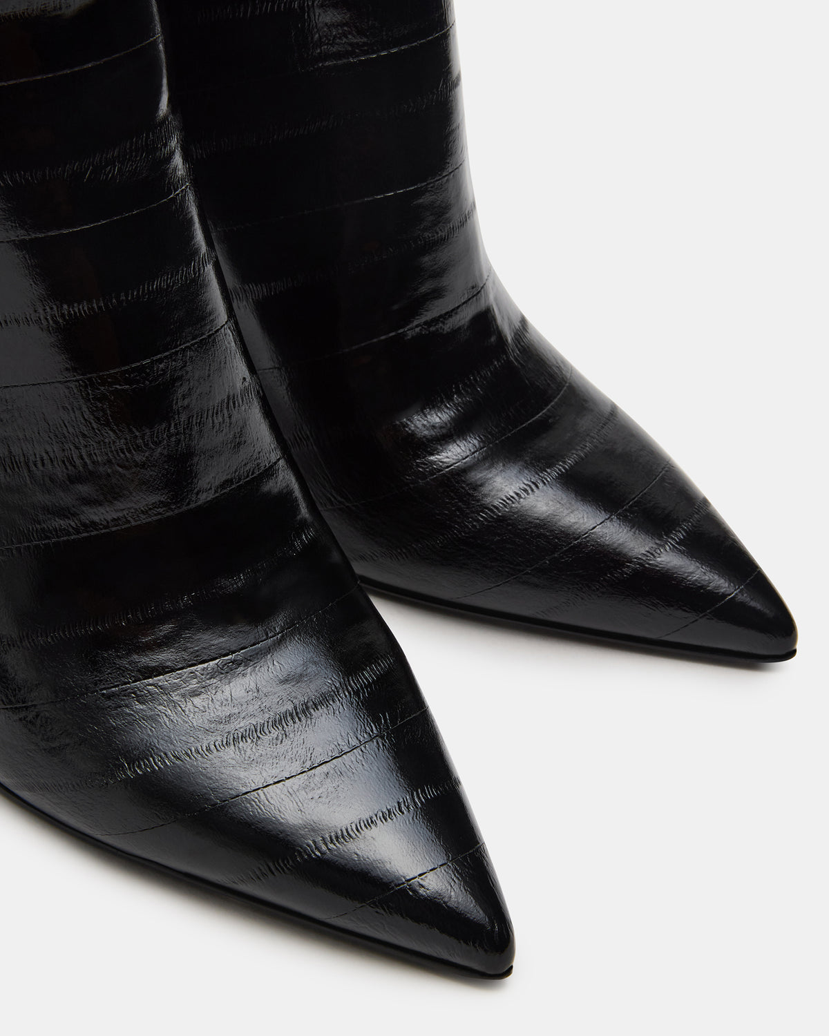 NITRO Black Eel Pointed-Toe Stiletto Heel Knee-High Women's Boots | Steve Madden
