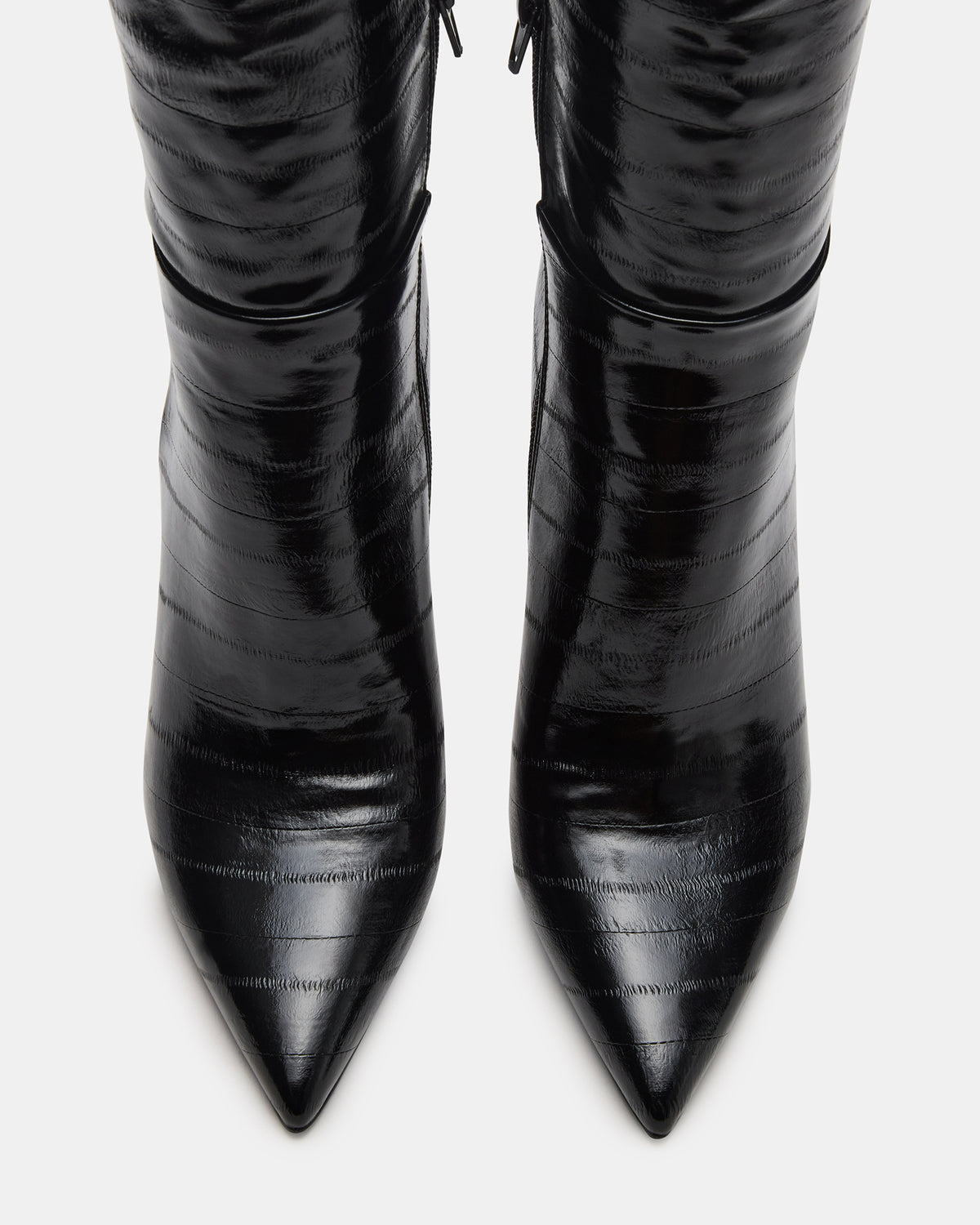 NITRO Black Eel Pointed-Toe Stiletto Heel Knee-High Women's Boots | Steve Madden
