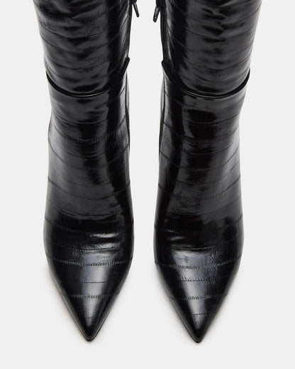 NITRO Black Eel Pointed-Toe Stiletto Heel Knee-High Women's Boots | Steve Madden
