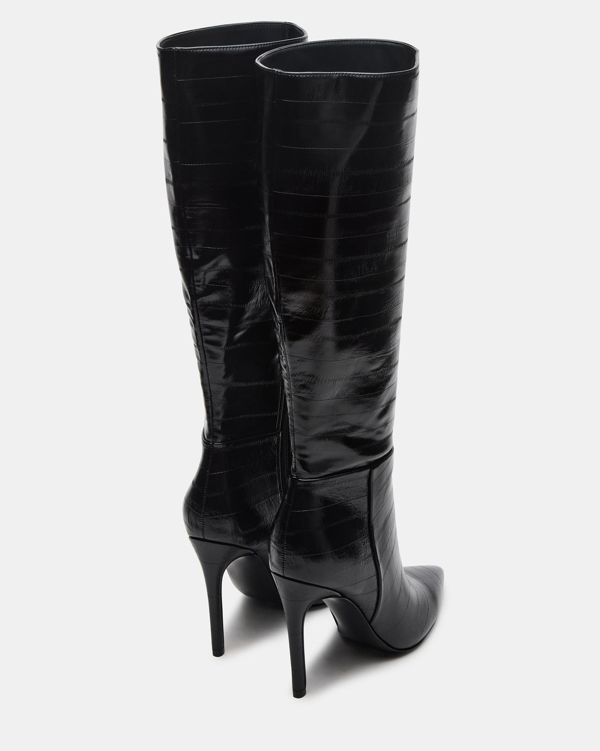 NITRO Black Eel Pointed-Toe Stiletto Heel Knee-High Women's Boots | Steve Madden