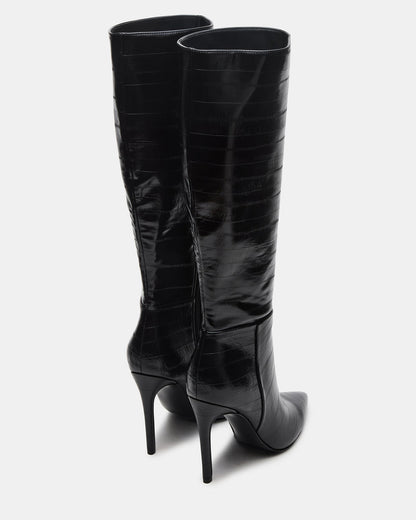 NITRO Black Eel Pointed-Toe Stiletto Heel Knee-High Women's Boots | Steve Madden