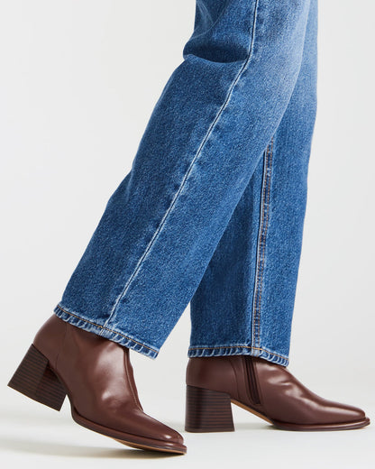 PAMMY Brown Square-Toe Block Heel Women's Ankle Boot | Steve Madden