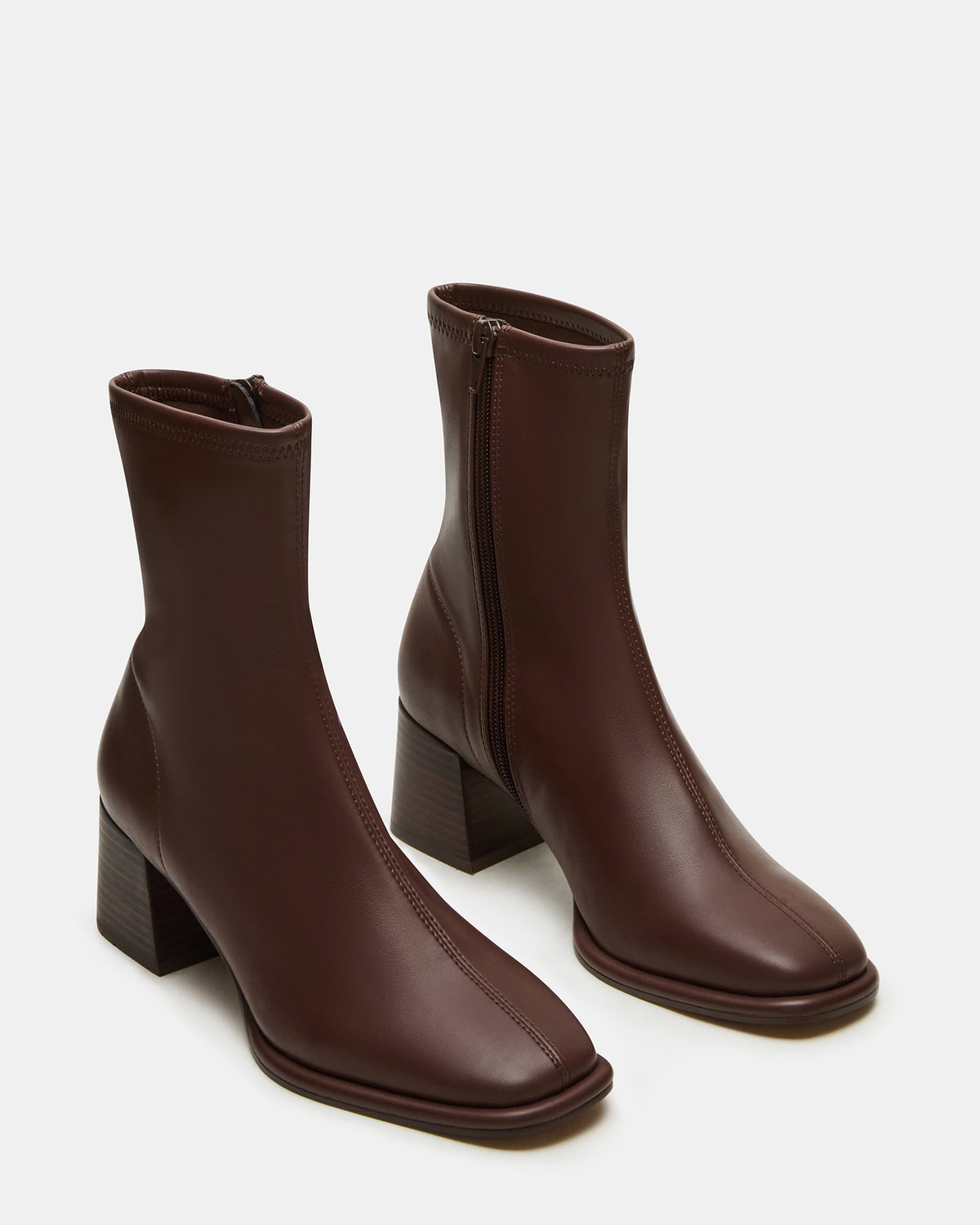 PAMMY Brown Square-Toe Block Heel Women's Ankle Boot | Steve Madden