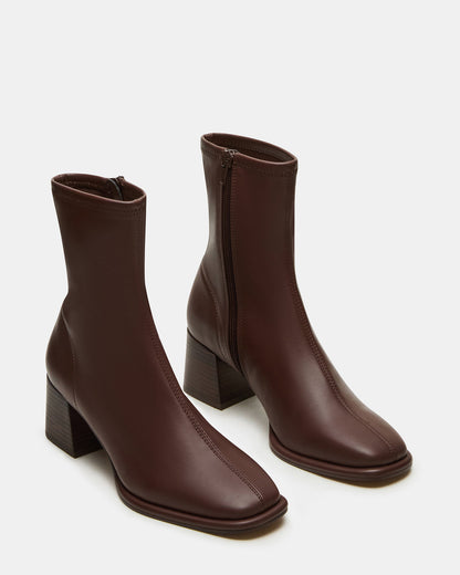PAMMY Brown Square-Toe Block Heel Women's Ankle Boot | Steve Madden