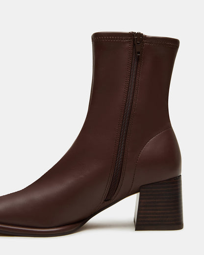 PAMMY Brown Square-Toe Block Heel Women's Ankle Boot | Steve Madden
