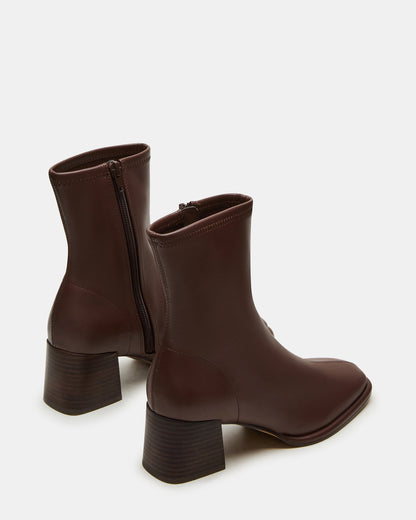 PAMMY Brown Square-Toe Block Heel Women's Ankle Boot | Steve Madden