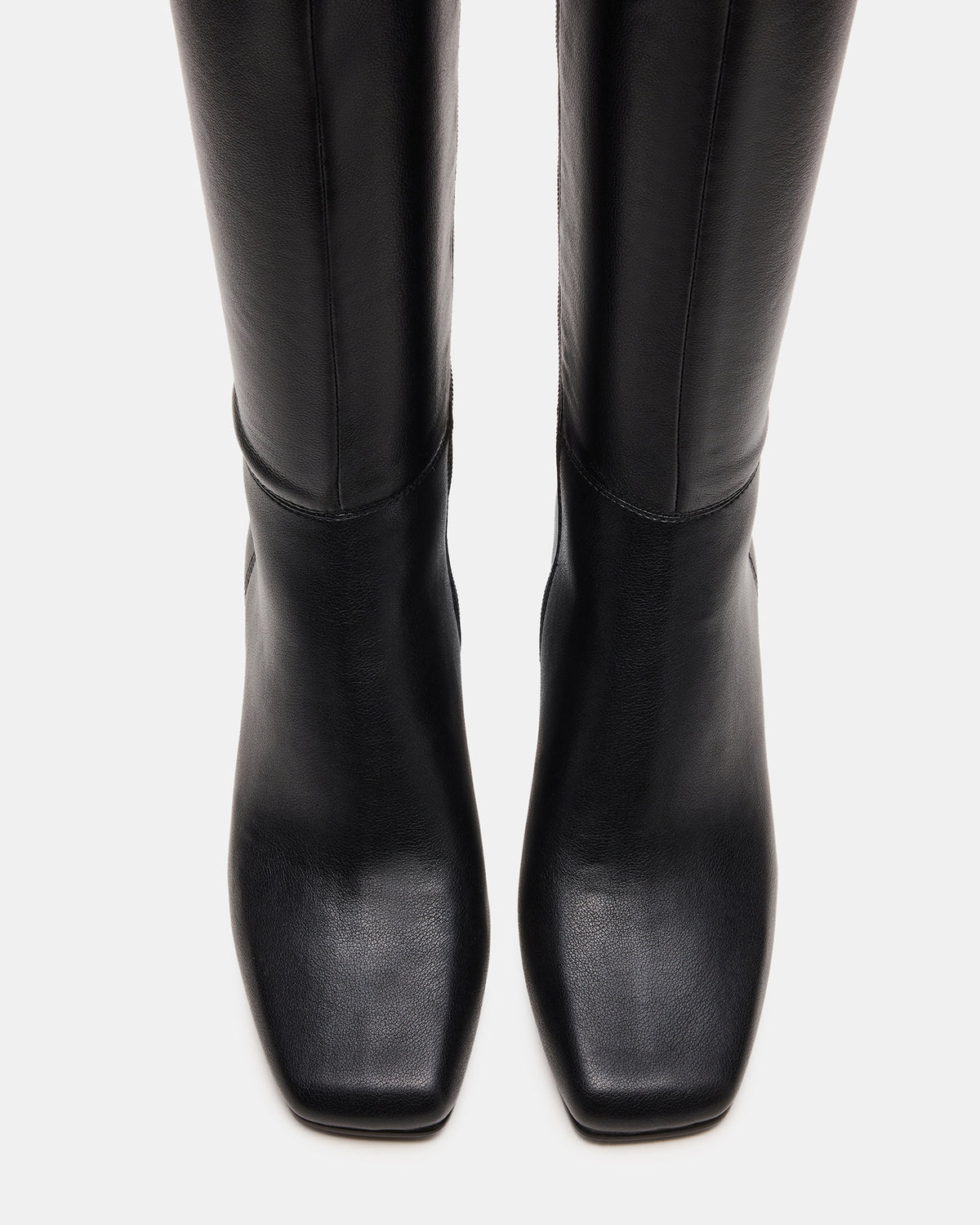 ELLIOT Black Square-Toe Knee-High Block Heel Women's Boot | Steve Madden
