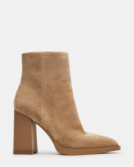 HARDEN Sand Suede Women's Pointed-Toe Ankle Boot | Steve Madden