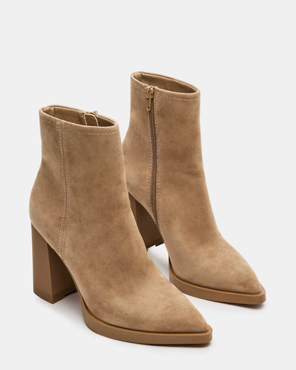 HARDEN Sand Suede Women's Pointed-Toe Ankle Boot | Steve Madden